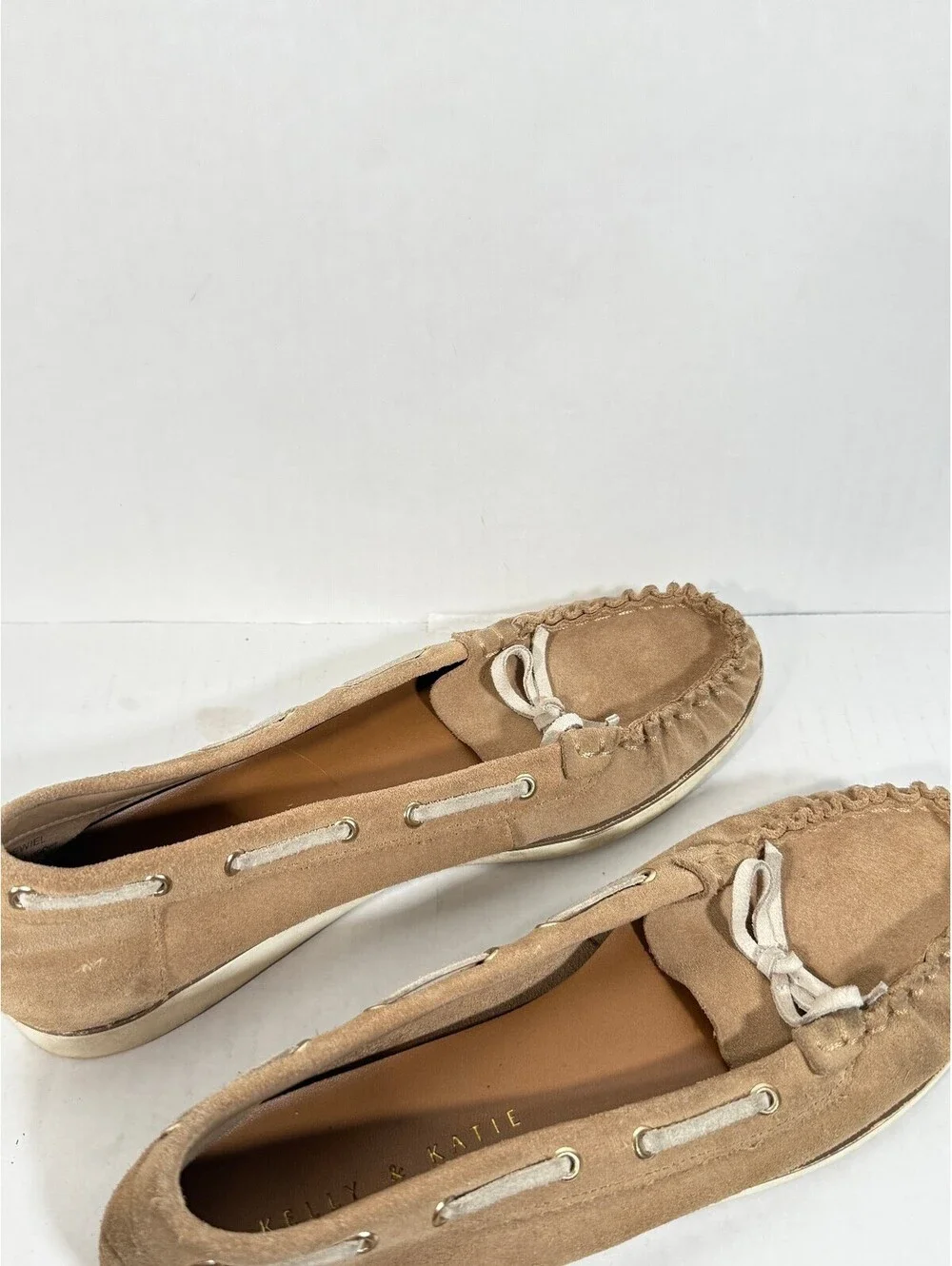 Kelly & Katie Tan Suede Moccasin Boat Shoe Loafers, Size 7.5 Medium